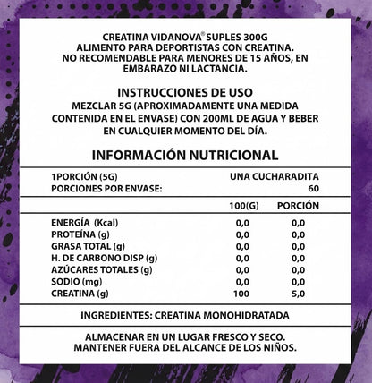 Creatina Pro Vitanova 300mg 60 Servicios